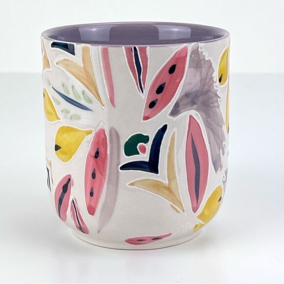 Anthropologie Home Mathilde Mug Vibrant Floral Handpainted Stoneware Coffee Tea - Picture 2 of 8